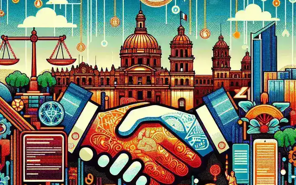 "Imagen que muestra logos de plataformas mexicanas promoviendo el uso ético de la inteligencia artificial, resaltando su compromiso con la innovación responsable en tecnología."