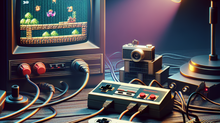 "Captura de pantalla de un streamer transmitiendo juegos retro en Twitch, con una interfaz de usuario colorida y un fondo nostálgico que evoca la era de los videojuegos clásicos."